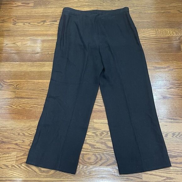 Armani Collezioni Wide Leg Black Linen Trousers - Picture 2 of 3